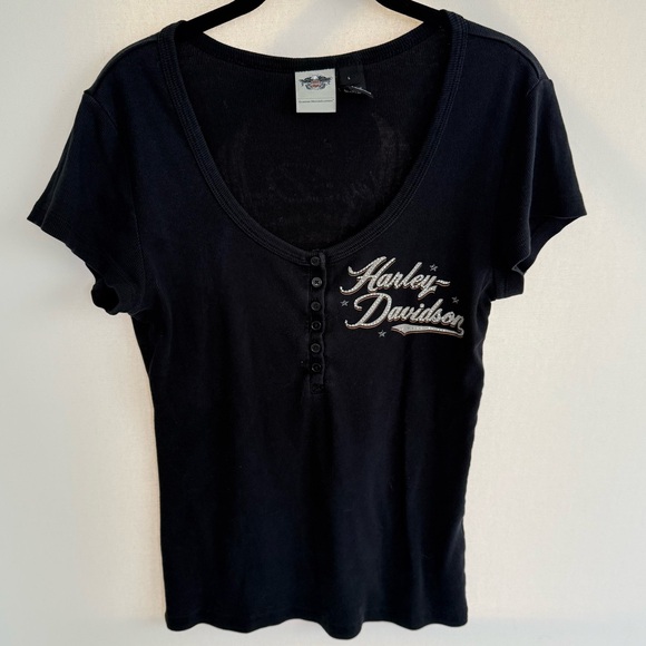 Harley Davidson Black Angel Wing Graphic Tee size large - Picture 2 of 4